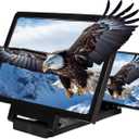 12-Inch HD Screen Magnifier, Foldable Phone Screen Enlarger for Movies, Videos, Gaming, Portable Phone Stand Amplifier (Black)