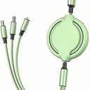 GLOGO 3 in 1 Retractable Charging Cable [3A,3FT] Multi USB Cable Fast Charger Cord for Phone, Samsung, iPad, Tablets, Switch and More (Green)