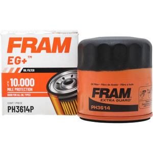 FRAM EG+ PH3614P 10K Mile Change Automotive Replacement Interval Spin-On Engine Oil Filter for Select Vehicle Model Years, Vehicle Engine Protection Oil Filter for Everyday Drivers