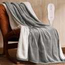 JET'S HOME Heated Blanket 50"x60" - ETL&FCC Certified Flannel Electric Blanket Machine Washable Heating Throw with 5 Heating Levels 3 Hours Auto-Off Overheating Protection (Grey)