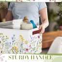Boao 3 Pack Floral Storage Baskets for Gifts Empty Collapsible Large Wildflowers Storage Bins, Herbs Flowers Canvas Laundry Basket Organizer with Handle for Bedroom Home Office Clothes Closets Toys