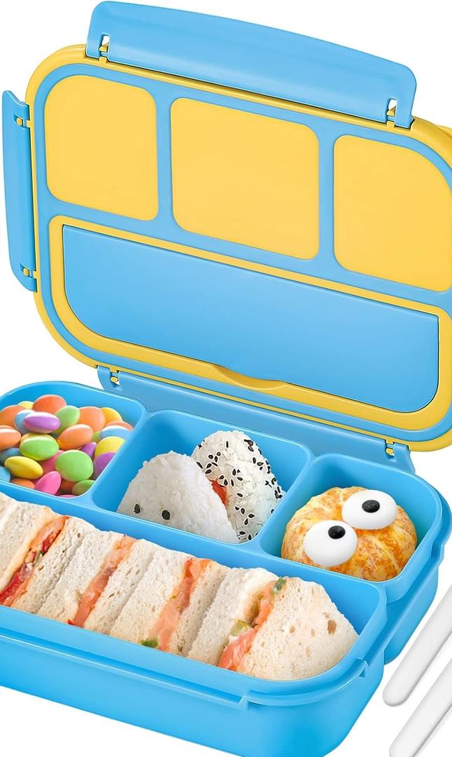 QQKO Bento Lunch Boxes with 4 Compartments, Sauce Container,