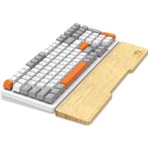 MANBASNAKE Ergonomic Bamboo Wrist Rest for Mechanical Keyboard, White, Minimalist Style, Hard Wrist Rest for Easy Typing and Pain Relief, Anti-Slip Keyboard Rest for Laptop/PC Gaming/Mac (98-Key) (Light Golden - 98)