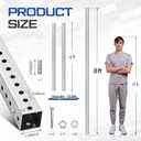 8 ft H x 1-3/4 in W Square Sign Post with 7/16" Dia Mounting Holes Galvanized Steel Metal Poles Outside Rust Resistant Industrial Perforated Tube for Street, Parking, Construction (Silver)