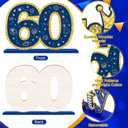 Happy 60th Birthday Table Decorations Blue 60th Birthday Table Centerpieces Sign Navy Blue Gold 60th Birthday Party Supplies Decorations for Men Women Wooden Vintage 1964 Centerpieces for Tables Decor