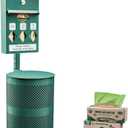 Hands-Free Dog Waste Station Outdoor with Pedal - Dog Waste Disposal System & Bag Dispenser for Park & Trails - Rust Proof Doggie Station - Night Glowing Sign | 800 Pet Waste Bags & 100 Can Liners (Green)