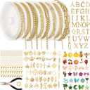 Quelay 8 Rolls 26.2 Feet Gold Chains for Jewelry Making DIY Necklace Bracelet Chains Bulk with 106 Bracelet Charms 350 Jump Rings 80 Lobster Clasps Jump Ring Opener Matching Pliers Accessories