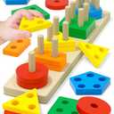 Tonberless Montessori Toys for 1 2 3 Year Old Boy Girl, Toys for Ages 2-4 Toddlers Kids Baby, 1 2 Year Old Birthday Gifts, Wooden Learning Puzzles Easter Basket Stuffers Toys for Toddlers 1-3