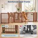 Homykic Dog Gate Indoor, 132" Wide Bamboo Pet Gate with Door, 30”H, Walnut, 132.3"Wx30"H, 6 Panels w/ Door
