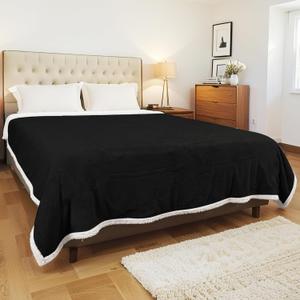 Electric Heated Blanket Full Size 72x84 Inch - Super Soft Flannel, 10 Heat Settings, 1-12H Auto Shut Off, Machine Washable, Easy Controller, Perfect for Winter Warmth - Black