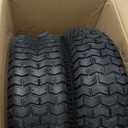 (2-Pack) 16x6.50-8 Pneumatic Tires on Rim - Universal Fit Lawn Mower and Yard Tractor Wheels - With Chevron Turf Treads - 3" Centered Hub and 3/4" Bushings - 396 lbs Max Weight Capacity