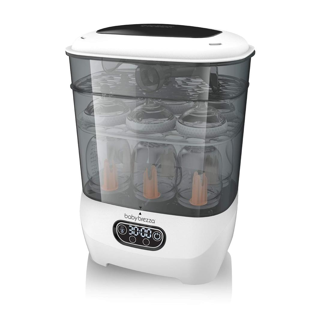 Baby Brezza Bottle Sterilizer and Dryer Advanced  33% Faster - Largest Capacity Steam Sanitizer - Universal Sterilization Machine for All Bottles + Pump Parts - HEPA Air Filter