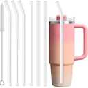 6-Pack 10.5 inch Replacement Straws for Stanley & Yeti 30oz Cup Tumbler, Food Grade Tritan Plastic Reusable Straws with Cleaning Brush, Clear Long Straw for Drinking Smoothie, Cocktails, Juice