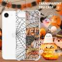 2 x YESPURE for iPhone 16e Halloween Case Cool Designed Kids Women Black Spider Web Paingting Phone Cover Transparent Slim Soft Bumper Shockproof Protective Mobile Case for iPhone 16e