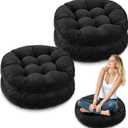 Jerify 4 Pcs Floor Pillow Cushions 22 x 22 Inch Round Square Large Meditation Floor Pillow for Classroom Adult Meditation Picnic Party Cushion for Seating Gift Christmas (Black, Round)