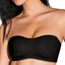 WOWENY Strapless Bras for Women Wireless Bra Non-Slip Silicone Bandeau Bra Seamless Padded Comfy Tube Top(Black, Large)