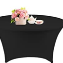 1 Pack 5FT Round Spandex Tablecloth 60 Inch Black Stretchable Table Cover Washable and Wrinkle Resistant Table Cloth, Fitted Round Table for Wedding, Banquet, Birthday, Party, Restaurant (Black)