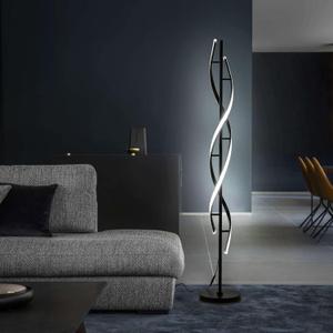 Modern Spiral LED Floor Lamp with Remote Control - 60" Dimmable Black Standing Lamp, 3 Color Temperatures for Bedroom & Living Room