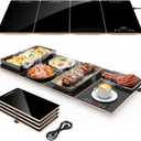 FEPPO Electric Warming Tray, 4-in-1 Food Warmers for Parties Buffet with 10 Temp Settings and Timer, 33"x15" Glass Surface Warming Mat for Food, Modular Buffet Hot Plates for Catering and Gatherings