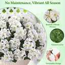 8 Bundles Artificial Flowers for Outdoors, Realistic Geraniums Fake Flowers for Decorations, UV Resistant Silk Faux Flowers Plants for Outside Garden Porch Planter Yard Patio Home Decor(White)