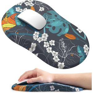 hueilm Ergonomic Mouse Pad Wrist Support,Pain Relief Mouse Pad with Wrist Rest,Entire Memory Foam Mouse Pad with Non-Slip PU Base,Comfortable Mousepad Perfect for Office & Home, 1PCSGreen Leaf
