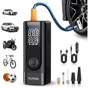 Tire Inflator Portable Air Compressor, 3X Faster Air Compressor with Digital Pressure Gauge, 180PSI Faster Portable Air Pump for Cars, Motorcycles, Bicycles, Balls(Black)