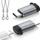 2 Pack Lightning to USB C Adapter for iPhone 15/16 Pro Max/Plus,Samsung S24,iPad Air,Fast Charging & Data Transfer,Type C Charger Connector Cable,Not for Audio/Headphone/OTG,for iPhone 16/15 Charger (Grey)