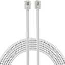 Power Gear Telephone Line Cord, 15 Feet, Phone Cord, Modular Jack Ends, Works for Phone, Modem or Fax Machine, for Use in Home or Office, White, 76192