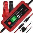 Sailnovo 4A Smart Car Battery Charger, 6V 12V Automotive Charger Maintainer Fully Automatic 8-Stages Trickle Charger for Automotive Motorcycle Car Battery, Portable 4A Smart Car Battery Charger 6V 12V