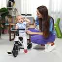 XJD 7 in 1 Toddler Bike with Push Handle,Tricycles for 1 to 3 Years Old, Toddler Tricycle with Push Handle for Boy Girl, Baby Balance Bike with Adjustable Seat Height and Removable Pedal (White)