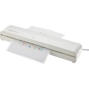 Amazon Basics 12-Inch Thermal Laminator Machine, 1 Min Fast Warm-Up, for Documents Photos, Home/Office/School Use, 20 Pouches Included, White
