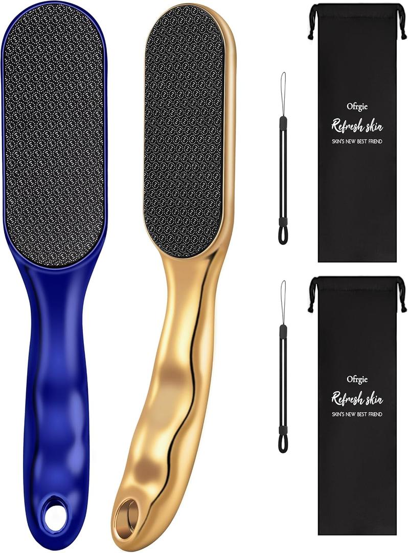 Nano Glass Foot File Foot Callus Remover Scrubber in Shower, Pedicure Tools Feet Scrubber Dead Hard Skin, Anti-Slip Handle Rope & Storage Bag Foot Files for Wet and Dry Feet Care Gift 2Pack