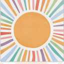 Boho Sun Mahjong Mat for Table 31.5 X 31.5 in, Gifts for Mahjong Players, Watercolor Boho Colorful Sunshine Anti-Slip Table Cover Tablecloth for Poker Board Card Tile Game Dominoes