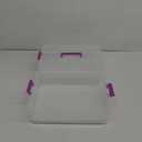 2 Layer Plastic Storage Containers with Lids, Multipurpose Clear Stack & Carry Box, Portable Craft Organizers and Storage Bin for Organizing Art & Craft, Sewing, Makeup, Nail Supplies (Purple)