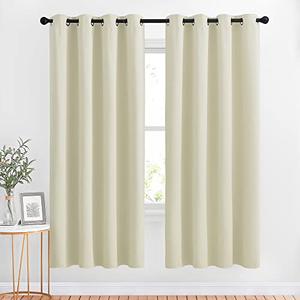 NICETOWN Room Darkening Curtains & Drapes - Window Treatment Thermal Insulated Solid Grommet Light Block Panels for Bedroom/Living Room, Beige, Set of 1, 52 by 72 Inch