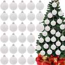 30 Pcs Christmas Velvet Balls 1.97 Flocked Christmas Hanging Ornaments Handmade Velvet Balls Xmas Tree Ornaments Xmas Tree Bulbs for Wedding Anniversary Party (White)