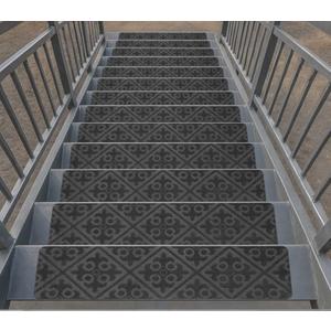 Arttown 5 Pcs 30" x 8" Grey European Embossing Outdoor Step Carpet Treads Peel and Stick for Outdoor Wooden Steps Stairs Non-Slip Self-Adhesive Carpet Stair Treads for Kids, Elderly and Pets
