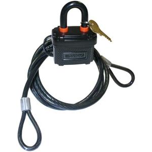 Brinks 3020-029-4T Outdoor Padlock, Covered with 4' Coated Flexible Steel Cable, 3/8'' Diameter