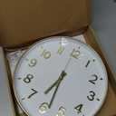 Wall Clock 12 Inch White-Gold Modern Simple Quartz Decorative Clock Non-Ticking Silent Battery Operated Round Wall Clocks Trendy and Practical Best Gift for Living Room Bedroom Kitchen Office