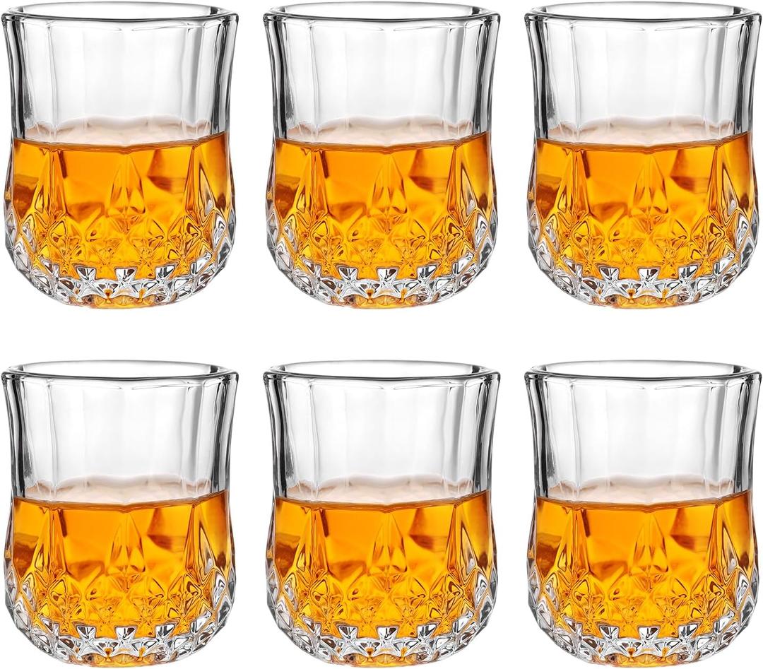 Shot Glasses, Heavy Base Tequila Glasses Set of 6, Lead-free Crystal Shot Glass for Vodka, Whiskey, Espressos, Spirits & Liquors