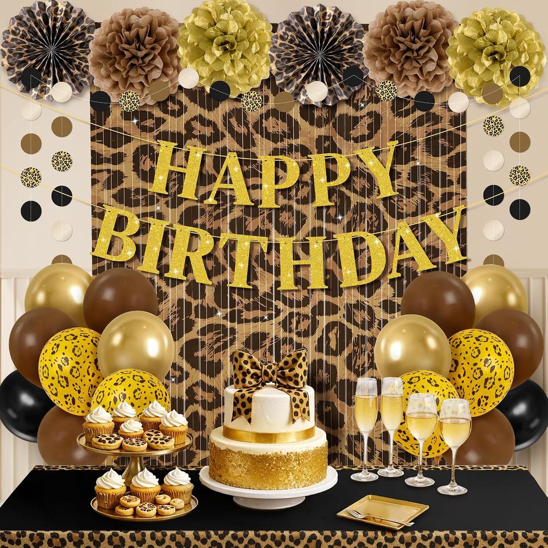 Kriyokiaa Cheetah Print Birthday Decorations, Leopard Party Set, 12 inches