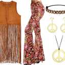 3 Piece 70s Outfits for Women Disco Hippie Costume Set Frin S 