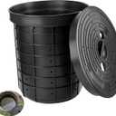 18.5 x 14.9 x 16.9'' Large Size Perforated Sump Pump Basin and Lid Combo, Heavy-Duty Plastic Sump Pump Pit for Basement, Crawl Space, Kitchen Sink Sewage Pump Wells and Irrigation Systems