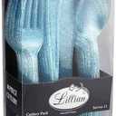 Premium Blue Glitter Plastic Cutlery Set (Pack of 48) - Disposable Flatware Set, Perfect Party Supplies for Birthday Parties, Baby Shower, Dinner & Everyday Home Use