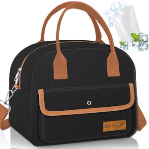 KIPBELIF Cute & Roomy Adult Lunch Box for Women  Stylish Insulated Lunch Bag with Cooling Pack, Shoulder Strap, Multi-Pockets for Work, Picnic, and Travel (Standard Size)