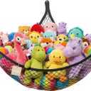 Lazebox Stuffed Animal Net Hammock for Plushie Toys, Stuffed Animal Hammock Corner for Kids' Room Decor, Ideas for Organizing Stuffy Collection, Easy to hang with Anchors & Hooks, 1 Pack, Black