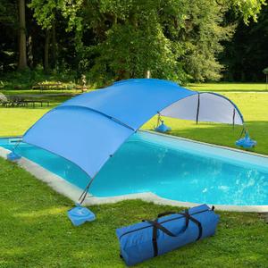 Pool Canopy Beach Pool Shade Canopy with UV Block & Waterproof Heavy Duty Awning Shade 11.48x 7.87ft Canopys with Sandbags Canopys for Swimming,Patio, Lawn,Yard Blue