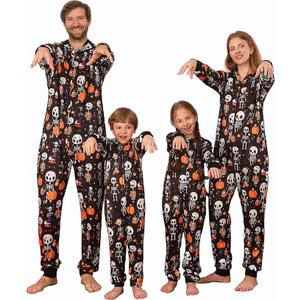 VNVNE Matching Halloween Onesie Pajamas for Family/Couples/Women/Men, Skeleton Holiday One Piece Adults Pjs Sleepwear, Kids 8-10, Black Skull
