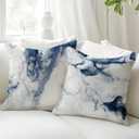 Blue and White Pillow Covers  Blue and White Decorative Throw Pillow Covers for Couch Sofa Living Room Bedroom 18x18 Inches Set of 2