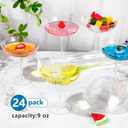 LemonRoad 24 Pcs Detachable Martini Glasses 9oz Disposable Plastic Coupe Cocktail Dessert Glassware Set for Champagne Wine Wedding Birthday Holiday Party Supplies (Clear)